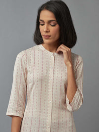 W Women White Ethnic Motifs Embroidered Flared Sleeves Kurta