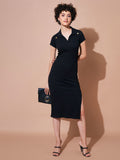 SASSAFRAS BASICS Shirt Collar Sheath Midi Dress