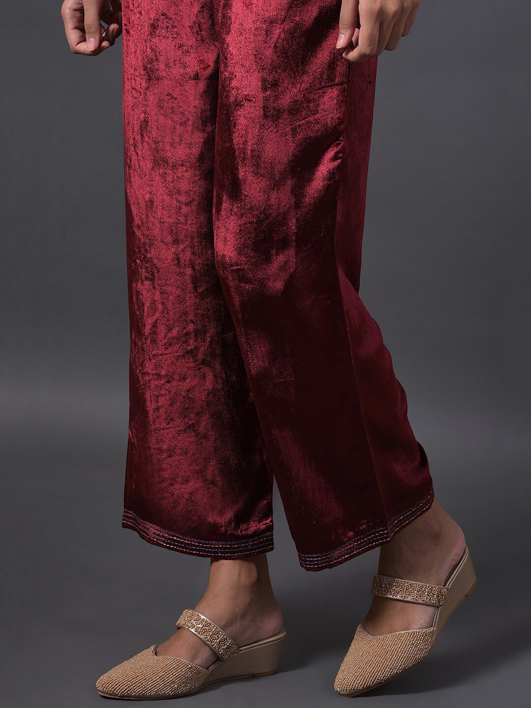 W Women Mock Angrakha Embroidered Kurta with Palazzos