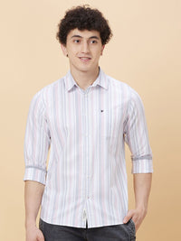 Being Human Striped Cotton Spread Collar Slim Fit Casual Shirt