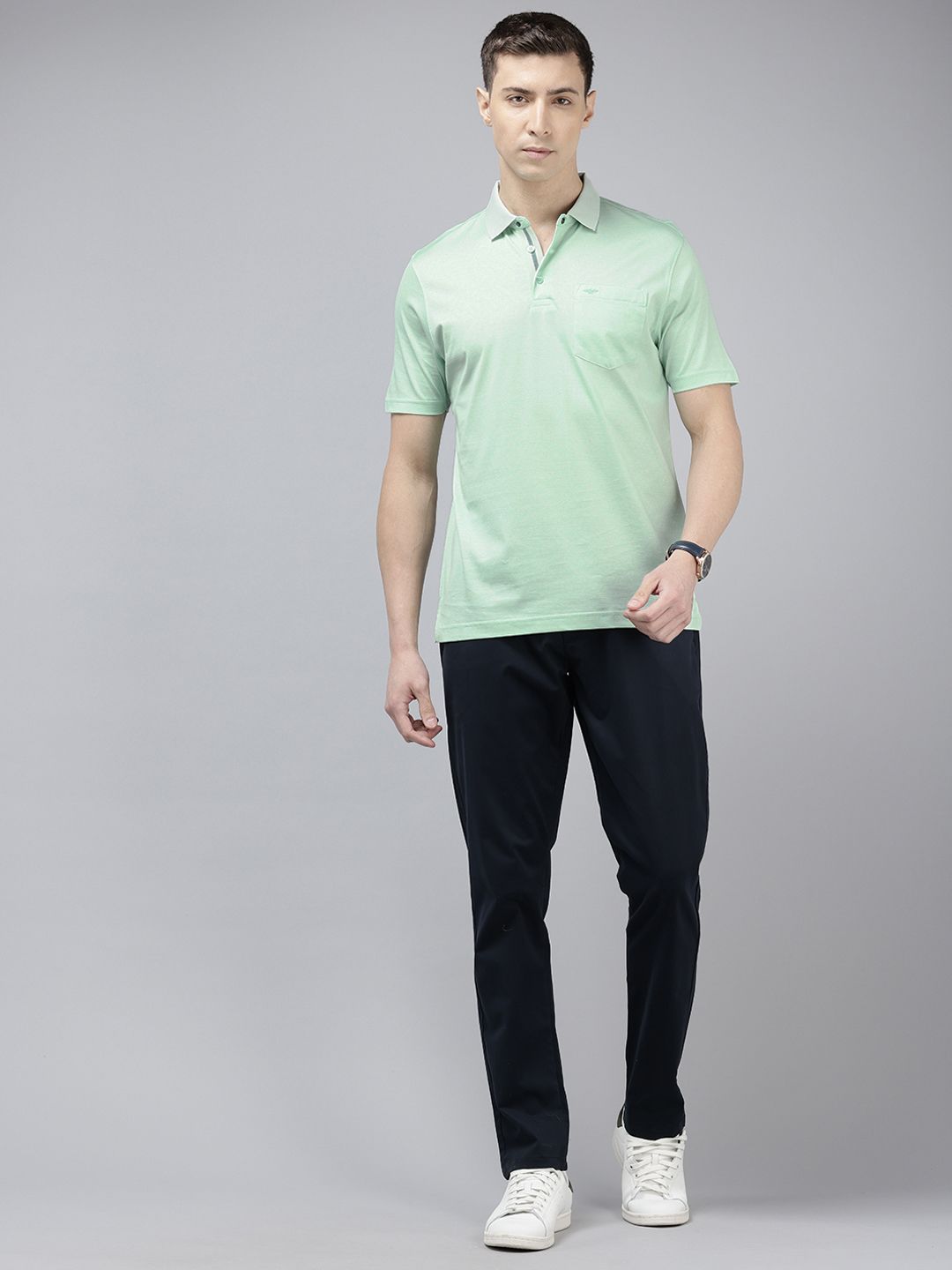 Park Avenue Geometric Printed Polo Collar Pure Cotton Slim Fit T-shirt