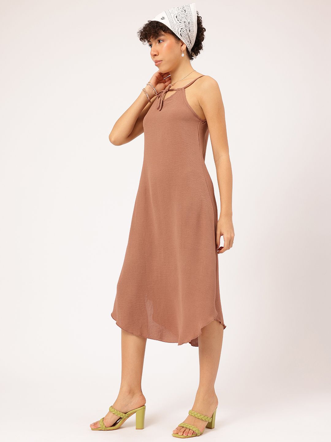 DressBerry Roaming Realm Crinkled Strappy A-Line Midi Dress
