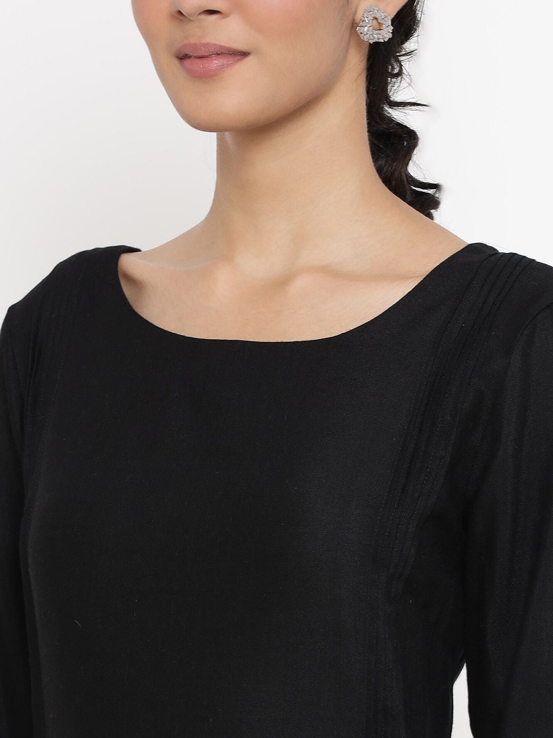 W Women Black Solid Kurta