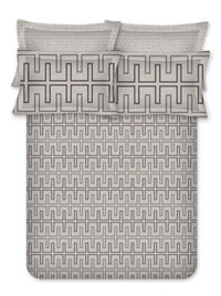 BOMBAY DYEING Reverie Grey Pure Cotton 300 TC King Bedsheet with 4 Pillow Covers