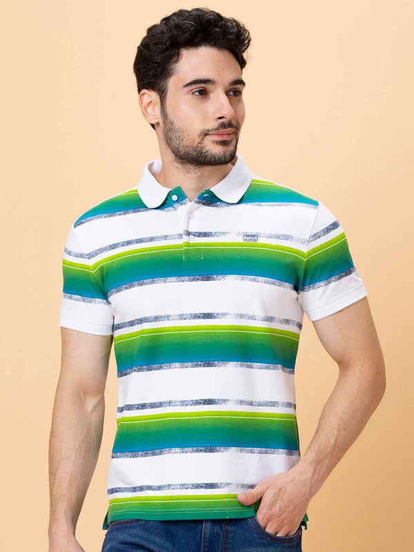 Being Human Striped Polo Collar Cotton Short Sleeves T-shirt
