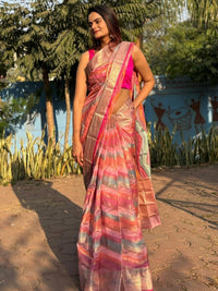 Kalini Woven Design Zari Silk Blend LeHeriya Saree