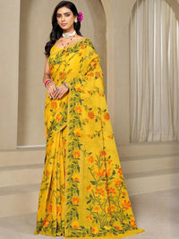 KALINI Yellow Pure Cotton Woven Design Sarees
