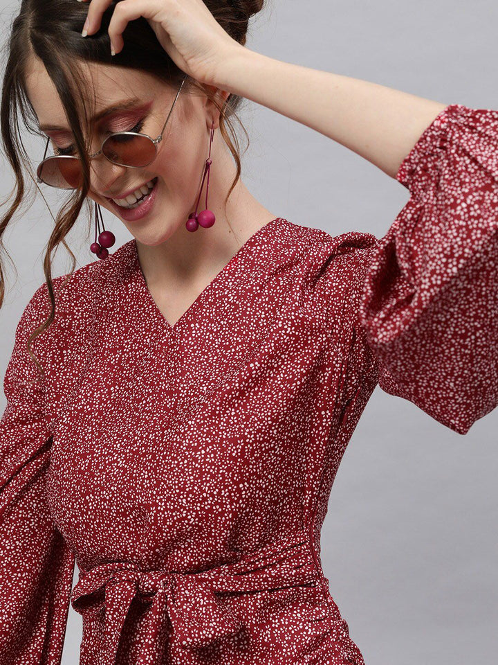 STREET 9 Red Georgette A-Line Dress