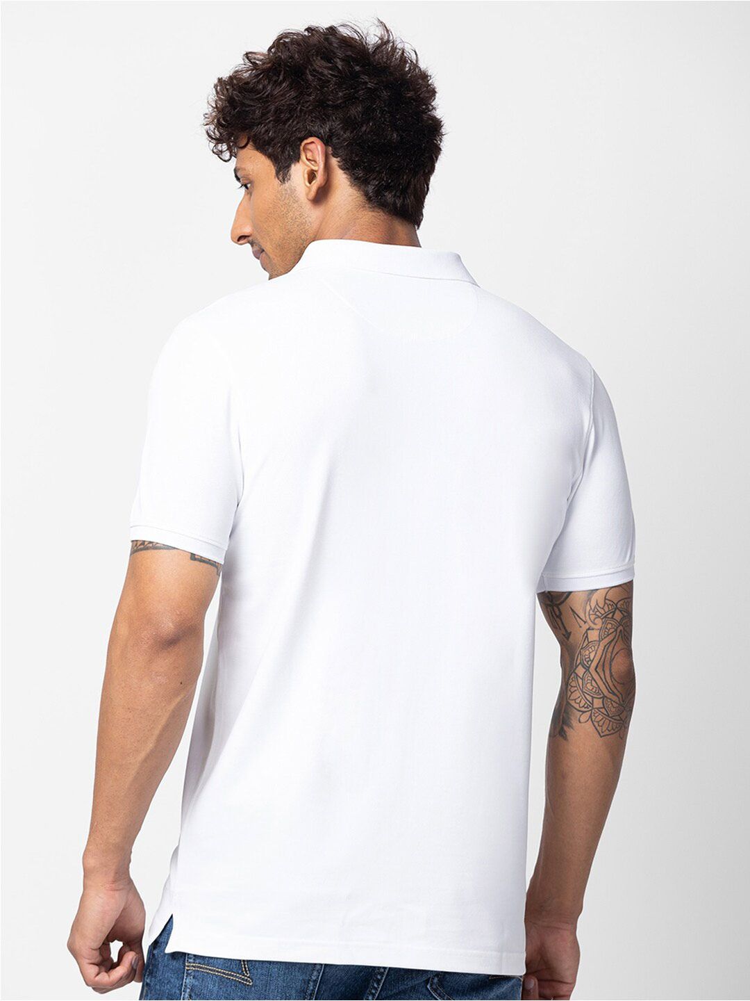 SPYKAR Men White Polo Collar T-shirt