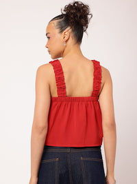 DressBerry Scarlet Flare Ruched Strap Crop Top