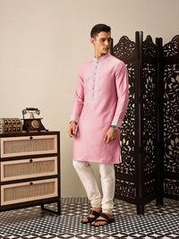 House of Pataudi Floral Yoke Design Sequinned Floral Jashn Kurta