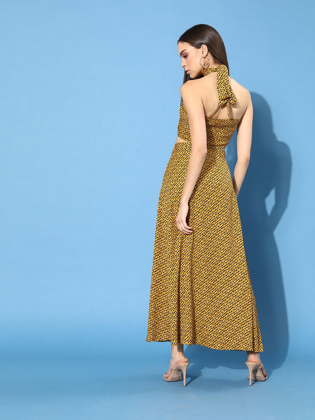Berrylush Women Bright Yellow Animal Printed Dress