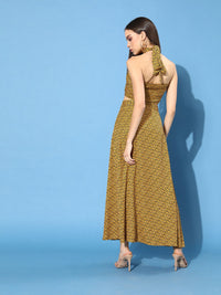 Berrylush Women Bright Yellow Animal Printed Dress