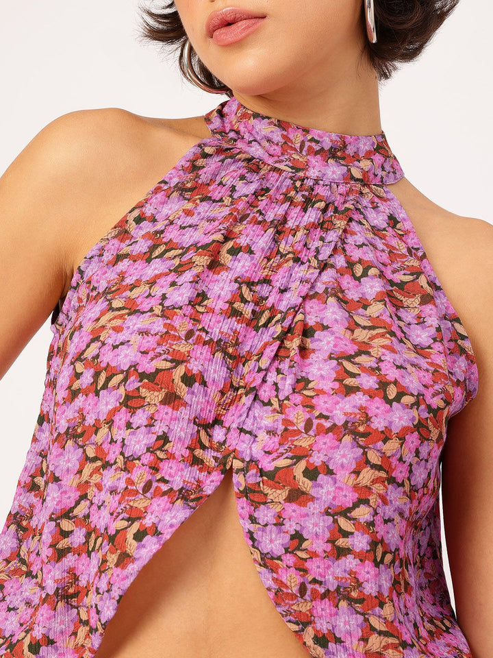 DressBerry Ditsy Florals Overlap Front Slit Top