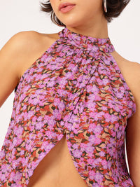 DressBerry Ditsy Florals Overlap Front Slit Top