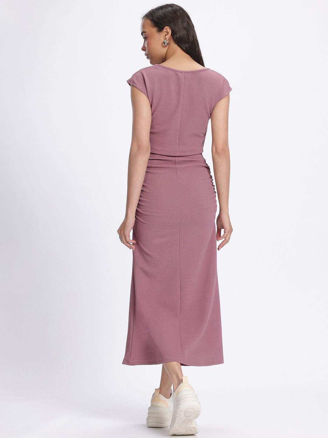 DressBerry Adorable Allure Ruched Detail Textured Crop Co-Ords