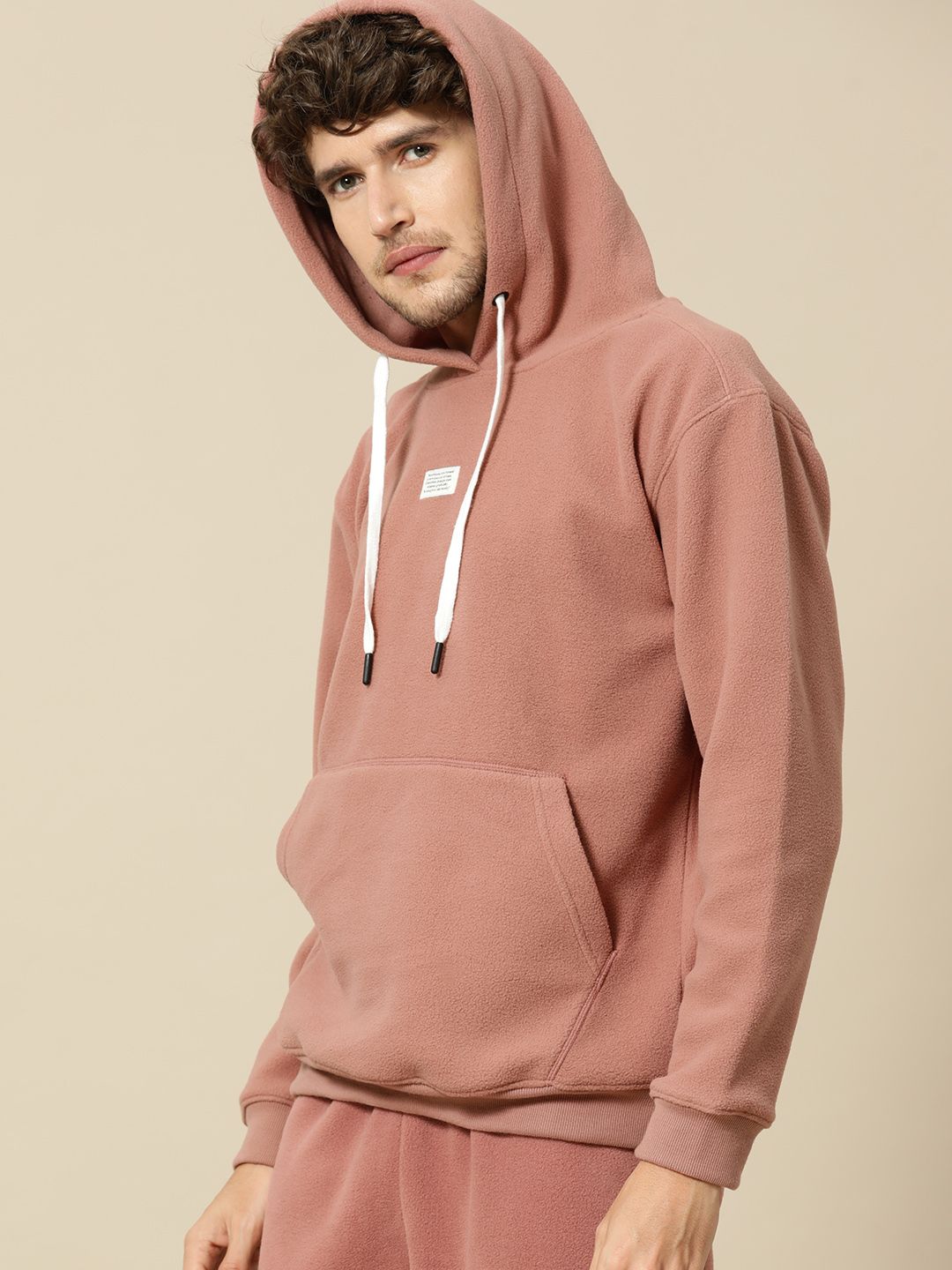 Mr Bowerbird Men Rust Pink Hooded Fleece Sweatshirt