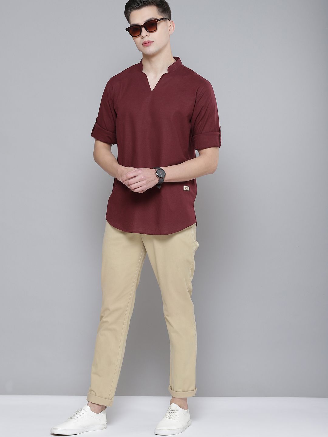 DENNISON Men Maroon Comfort Fit Kurta