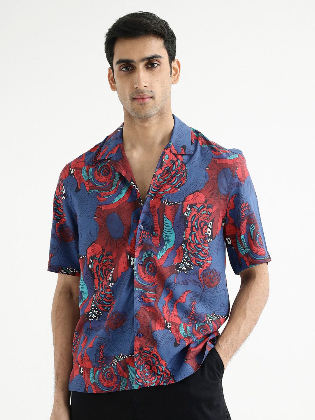 RARE RABBIT Men Junee Boxy Floral Opaque Printed Shirt