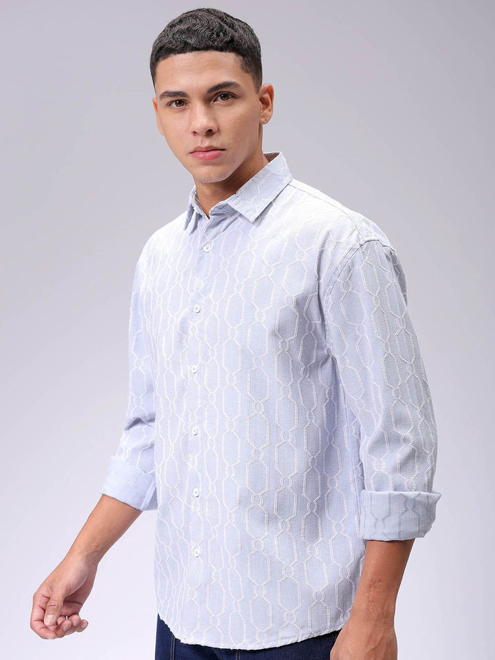 The Indian Garage Co Men Relaxed Fit Dobby Textured Resortwear Shirt
