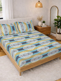 Myntra Elegant Homes Multicoloured Floral 300 TC Bedsheet with 2 Pillow Covers