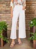 DressBerry Women Pleated Perfection Textured Bow Detail Flared Trousers
