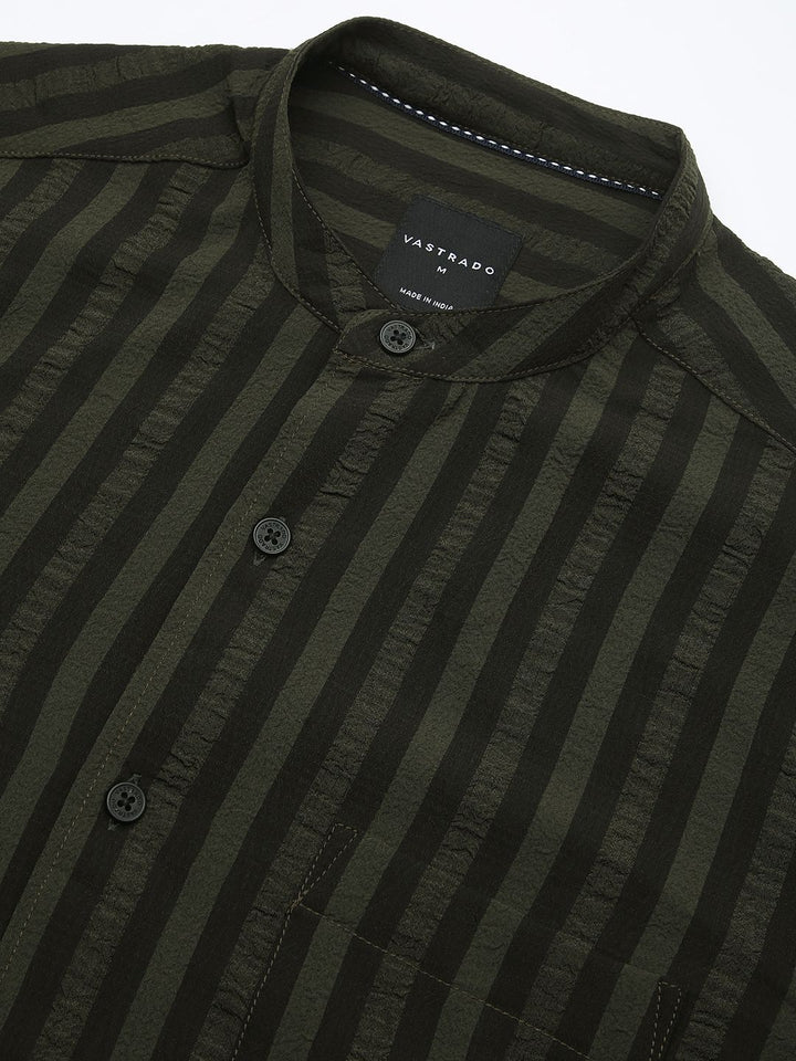 VASTRADO Men Classic Slim Fit Opaque Striped Casual Shirt