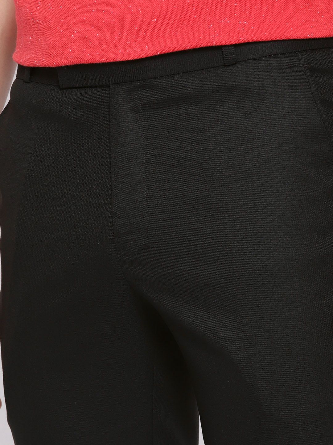 DENNISON Men Black Comfort Tapered Fit Wrinkle Free Solid Regular Trousers
