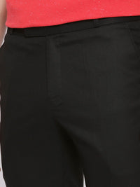 DENNISON Men Black Comfort Tapered Fit Wrinkle Free Solid Regular Trousers