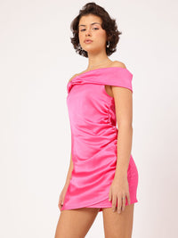 DressBerry Satin Dreams Ruched Mini Bodycon Dress
