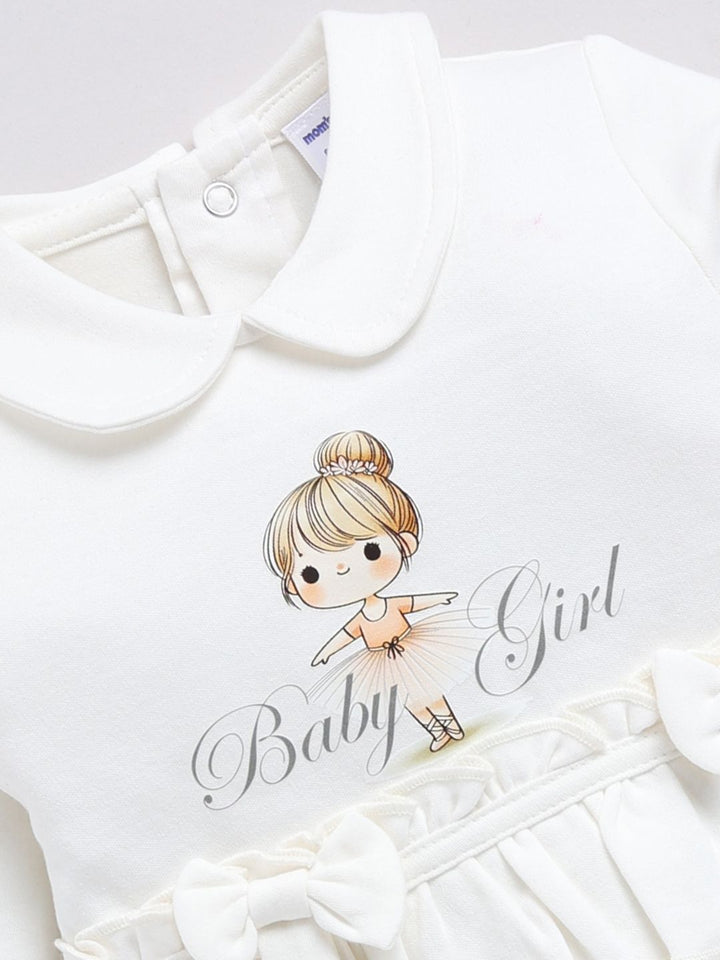 Moms Love Infant Girls Printed Sleepsuit