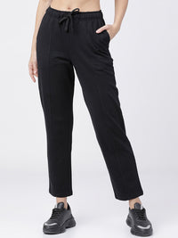 Tokyo Talkies Women Black Solid Regular Fit Track Pants