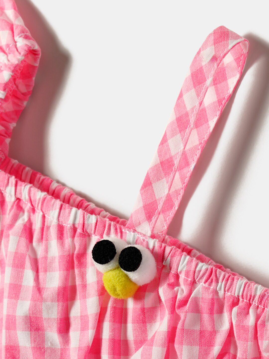 Nauti Nati Girls Checked One Shoulder Ruffled Pure Cotton Crop Top With Shorts