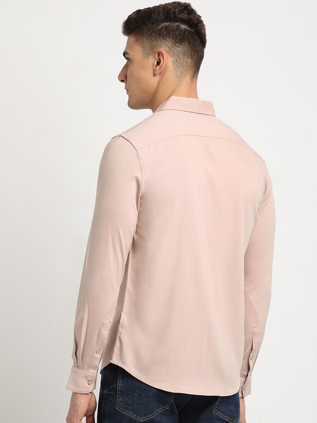 THE BEAR HOUSE Spread Collar Long Sleeves Slim Fit Casual Shirt