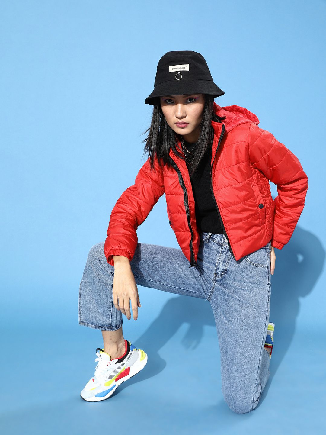 DressBerry Women Gorgeous Red Solid Comfort Quilt Jacket