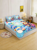 Myntra Elegant Homes Biru & Merah Jambu Watak Kartun 400 TC Cadar King dengan 2 Sarung Bantal