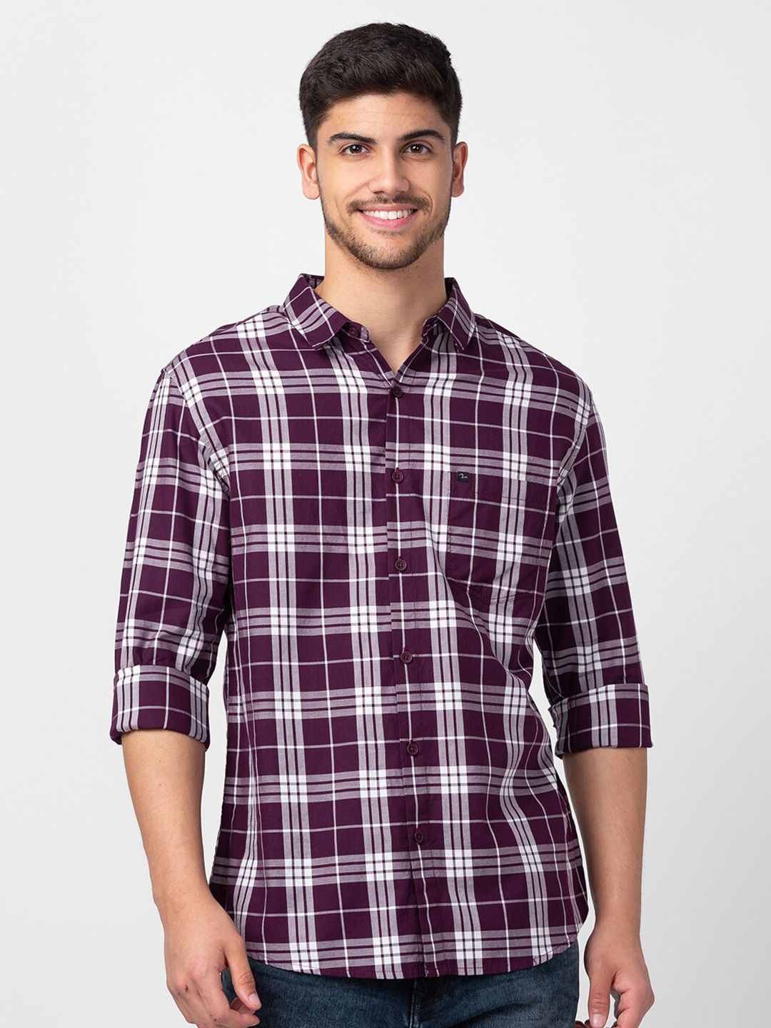 SPYKAR Men Slim Fit Tartan Checked Casual Shirt