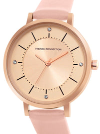French Connection Embellished Dial & Leather Straps Analogue Watch FCN00010A