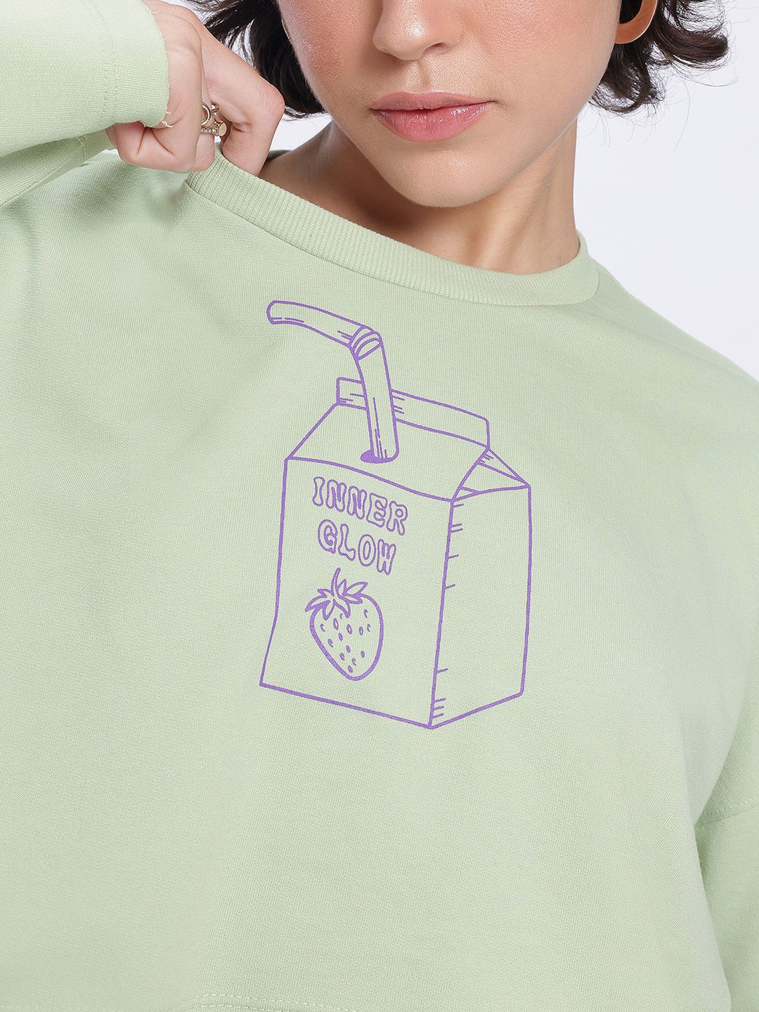DressBerry Printed Boxy Crop Sweatshirt