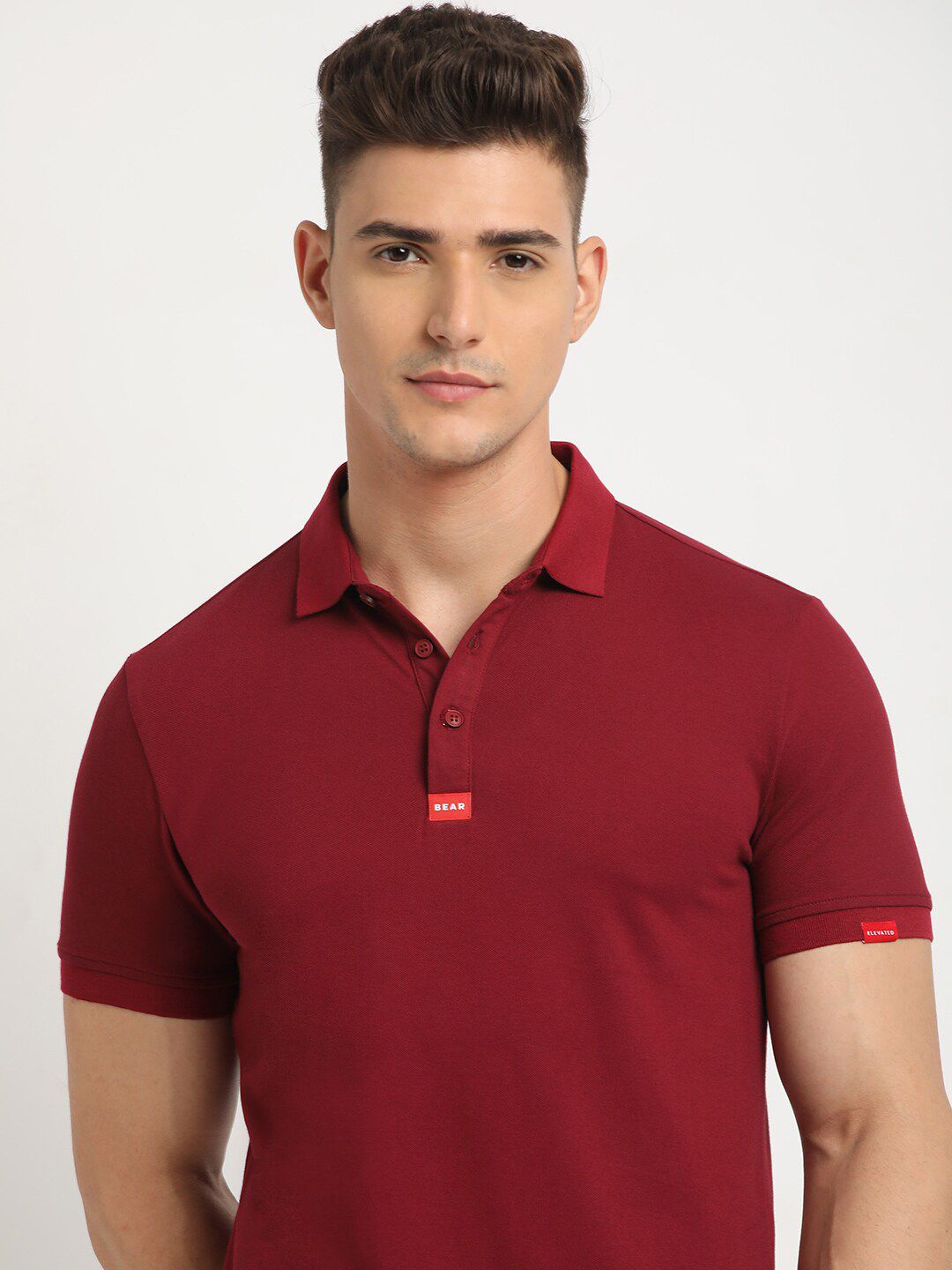 THE BEAR HOUSE Polo Collar Short Sleeves Slim Fit T-shirt