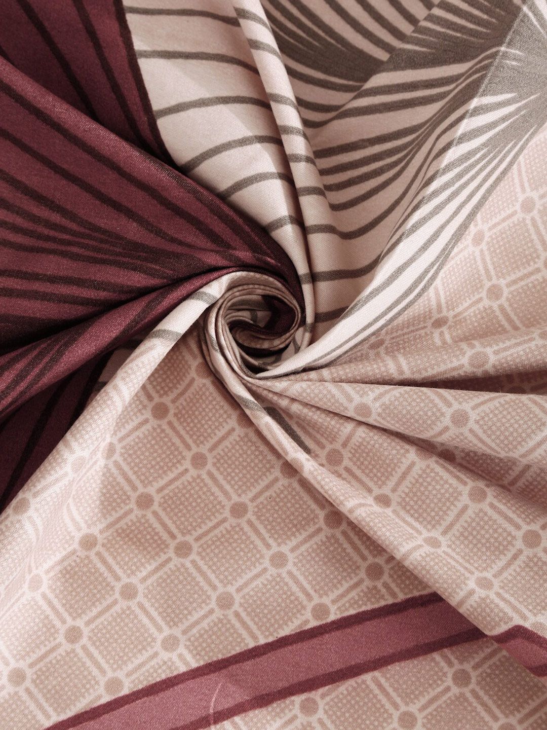 KLOTTHE Beige Floral 300 TC Pure Cotton Blend Double King Bedsheet Set