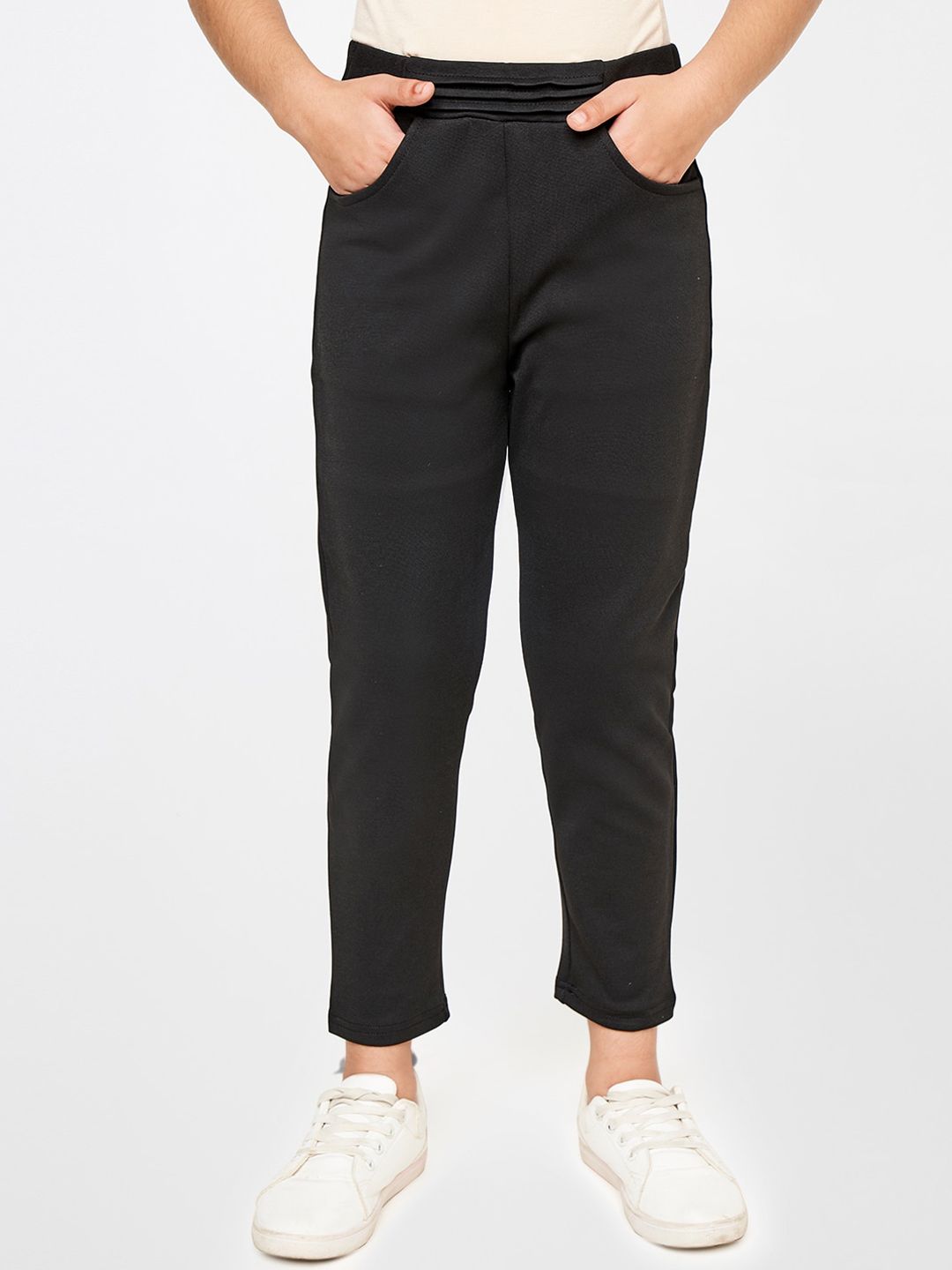 Global Desi Girls Black Slim Fit Trousers