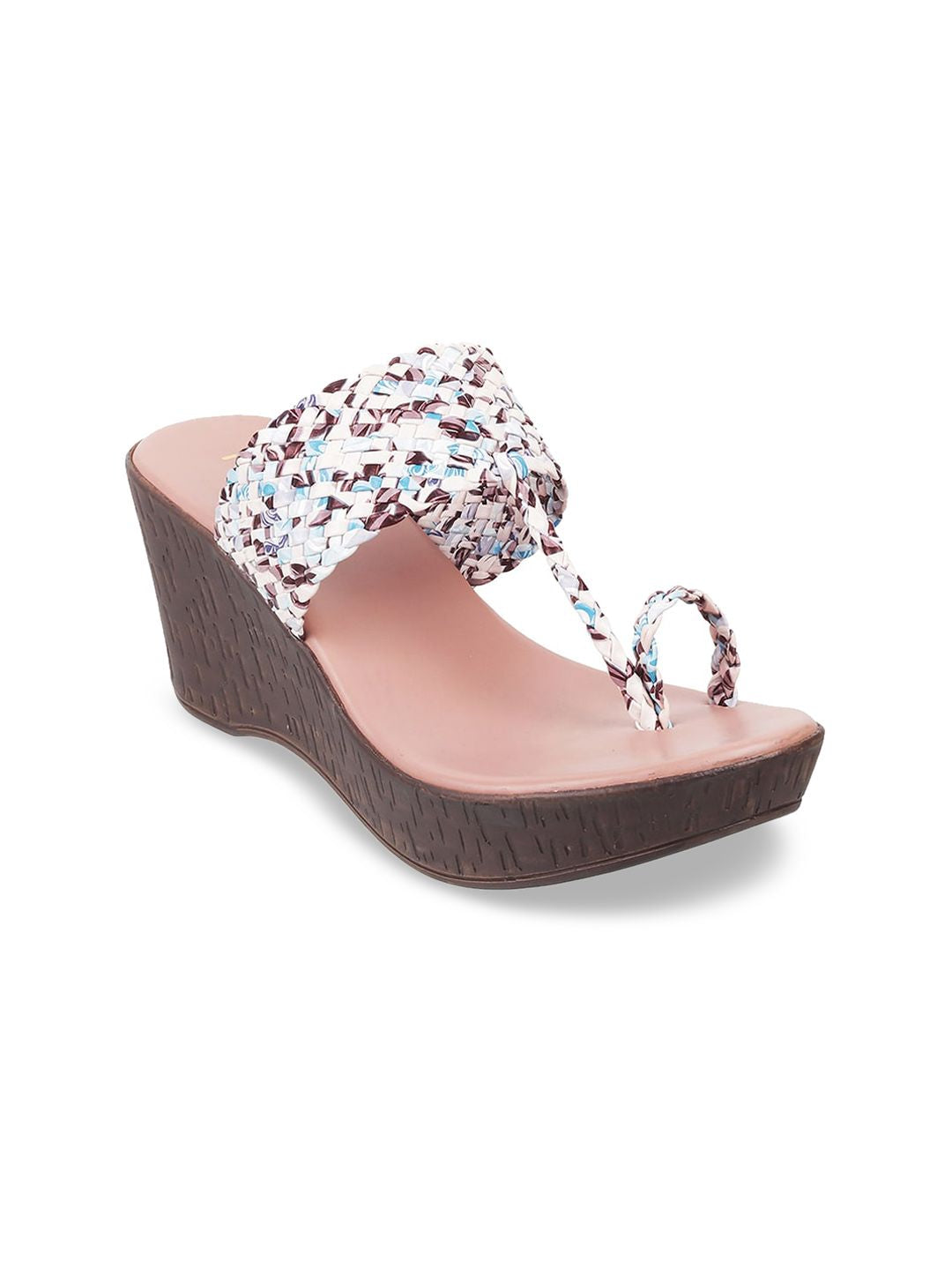 Metro Printed Round Toe Wedge Sandals