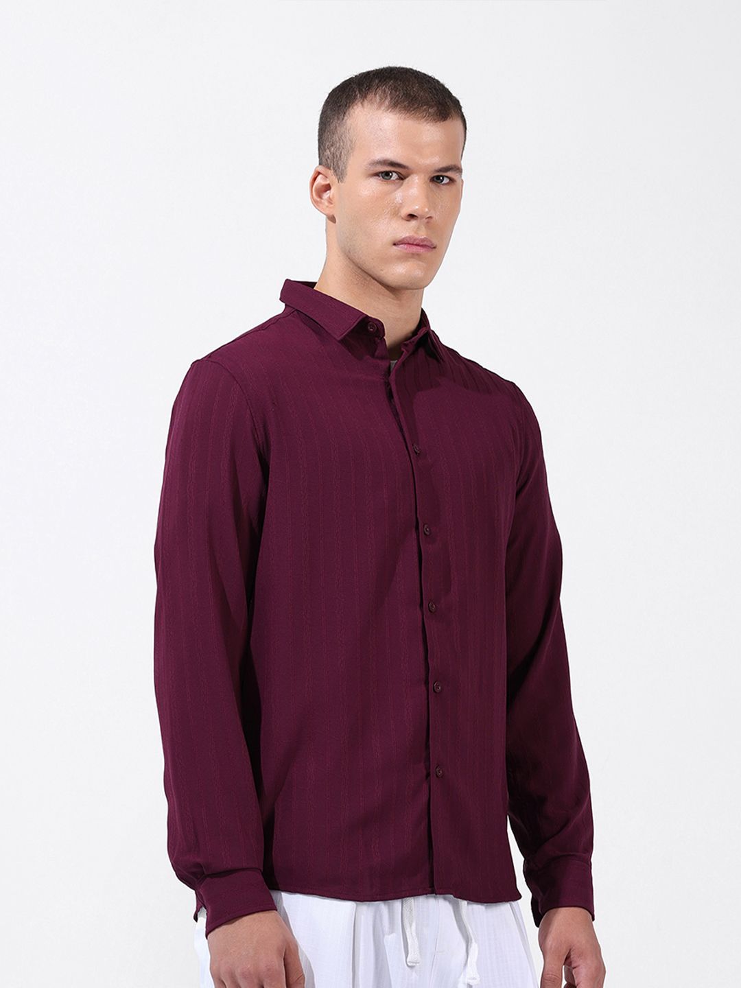 The Indian Garage Co Men Regular Fit Textured Resort Wear Shirt