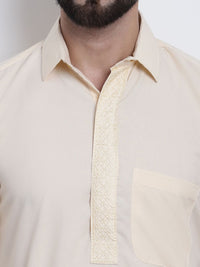 SOJANYA Shirt Collar Curved Hem Pathani Kurta with Salwar