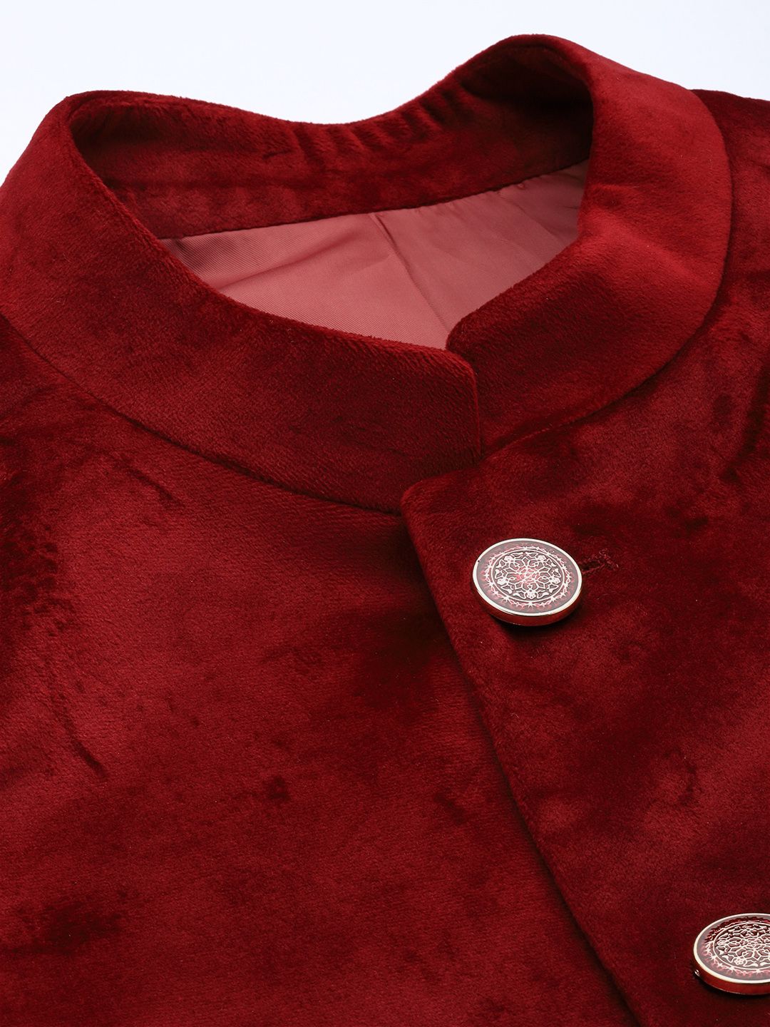 House of Pataudi Mandarin Collar Embroidered Detail Velvet Party Jashn Bandhgala Blazers