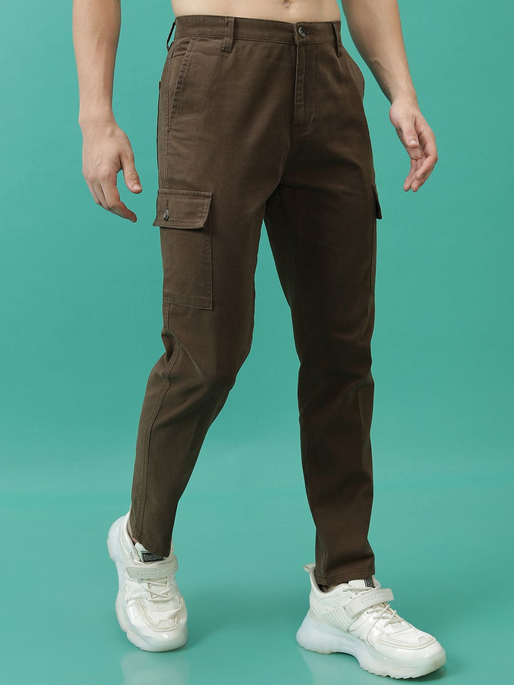 Lelaki Highlander Tapered Fit Plain Mid-Rise Cotton Cargos