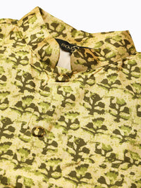 SOJANYA Kurta Lelaki Berwarna Krim & Hijau Limau dengan Jaket Churidar & Nehru