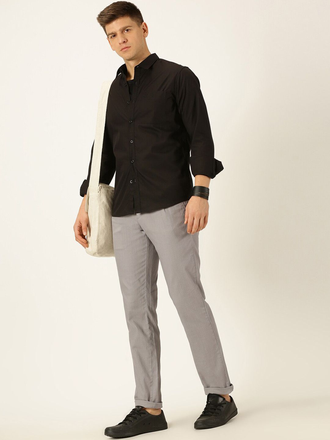 Thomas Scott Men Smart Linen Cotton Pleated Chino Trouser