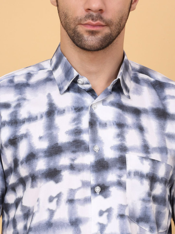 Sweet Dreams White Tie & Dye Printed Short Sleeves Casual Shirt With Shorts